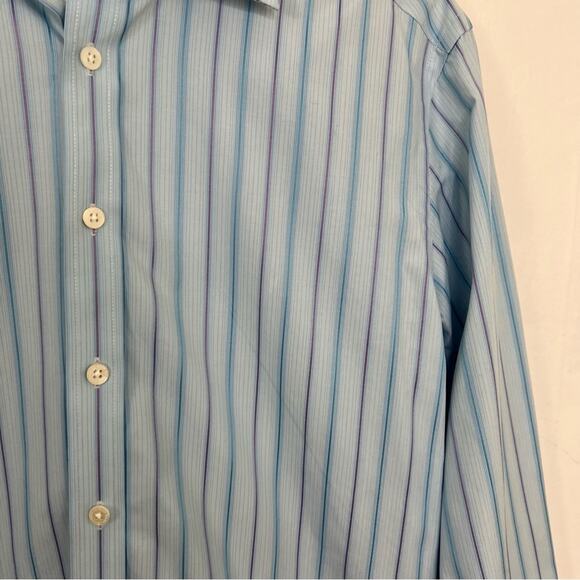 Ted Baker London Blue Striped Flip Cuff Dress Shirt Size 15.5 34/35 - Picture 6 of 13